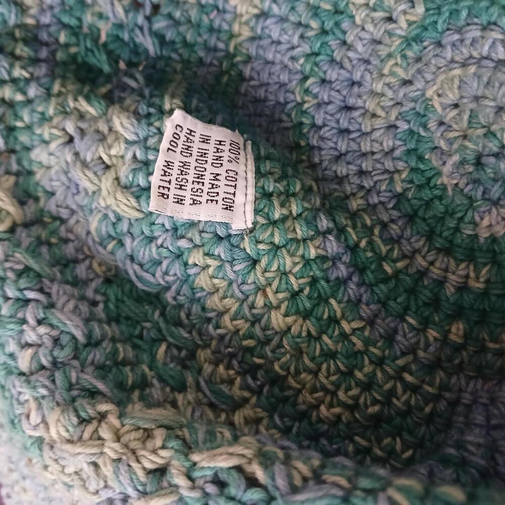 Vintage 90s‎ crochet teal bucket hat - Picture 4 of 4